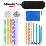 Conjunto de ferramentas para desenhar mandalas + 8x Cartolina Preta