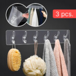 Cabides de parede transparentes - Embalagem com 3 unidades